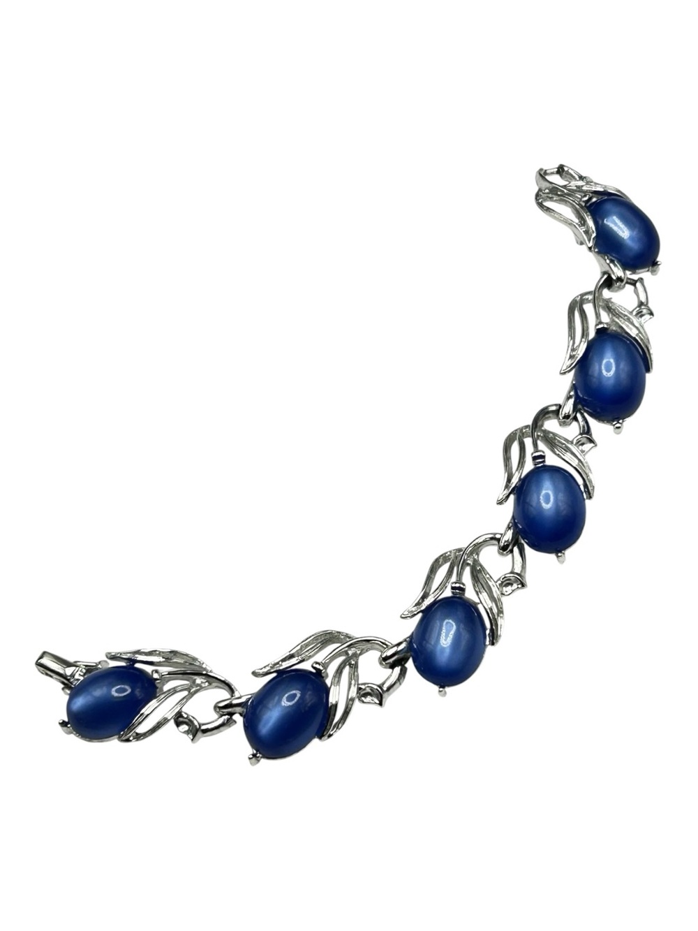 Vintage Lisner Sapphire Blue Moon Glow Lucite Bracelet